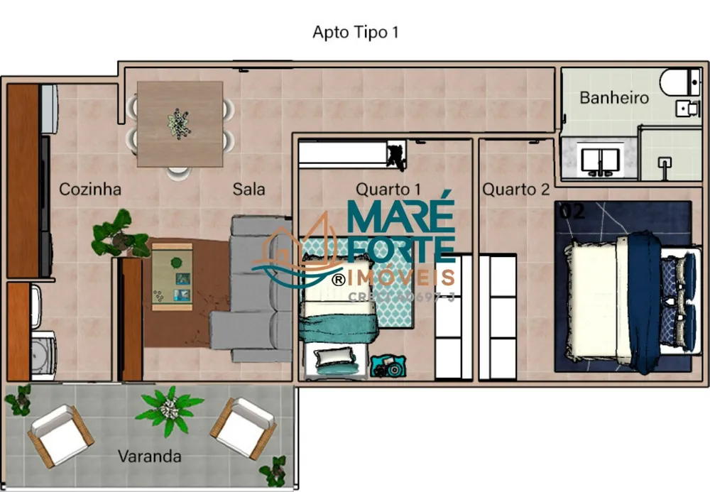 Apartamento, 2 quartos, 56 m² - Foto 2