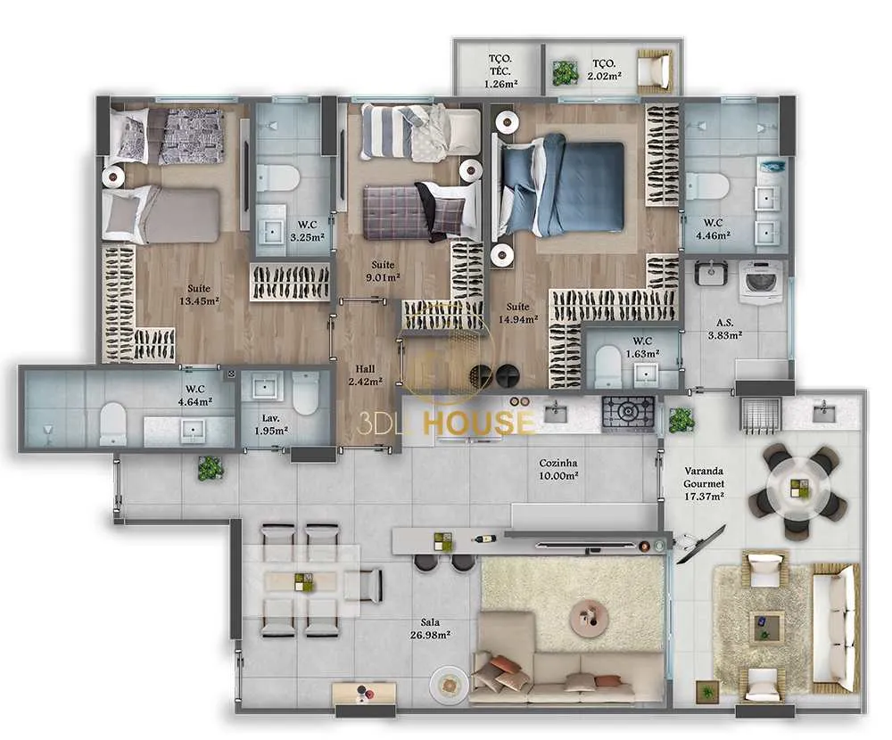 Apartamento, 3 quartos, 129 m² - Foto 7