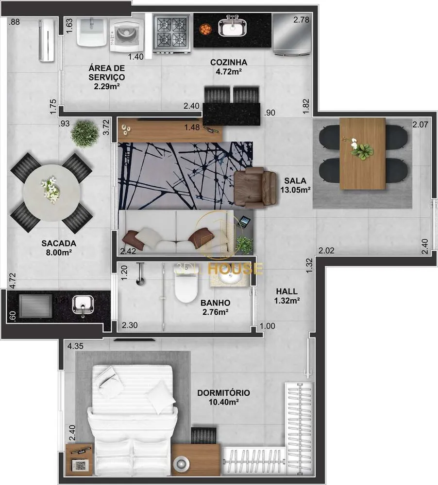 Apartamento, 1 quarto, 49 m² - Foto 2