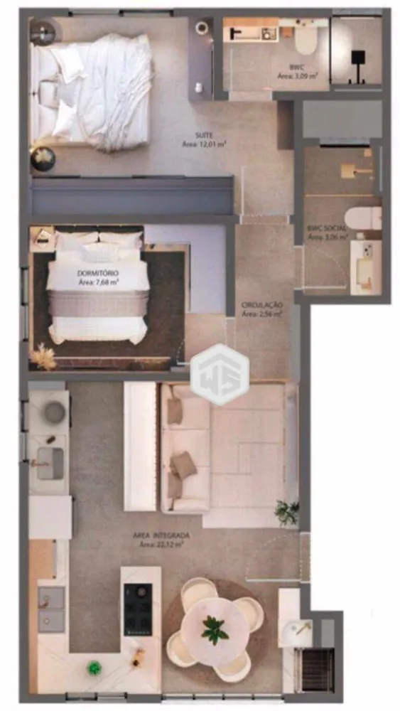 Apartamento, 2 quartos, 60 m² - Foto 1