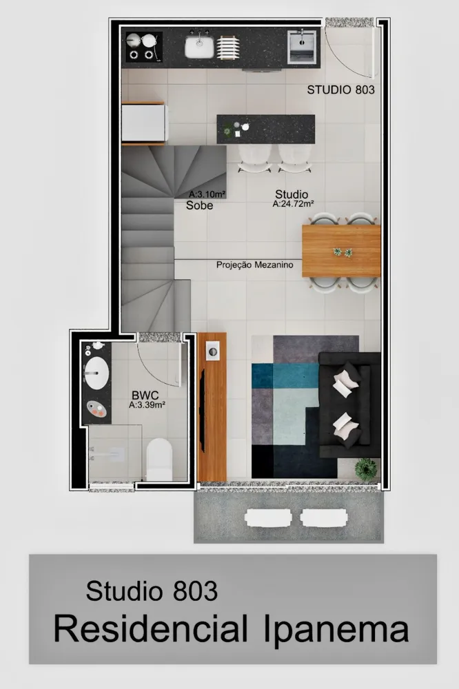Apartamento, 1 quarto, 49 m² - Foto 1