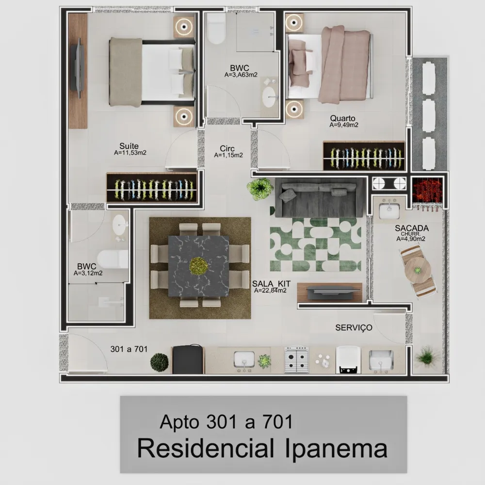 Apartamento, 2 quartos, 64 m² - Foto 1