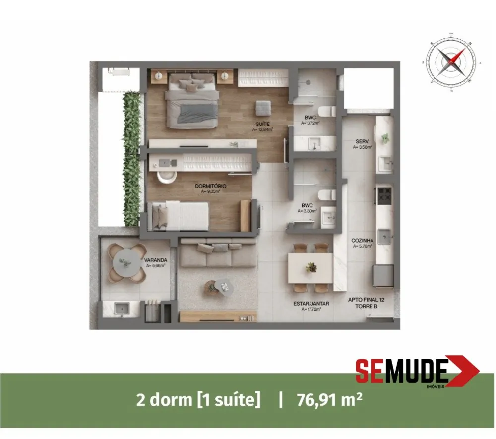Apartamento, 2 quartos, 76 m² - Foto 1