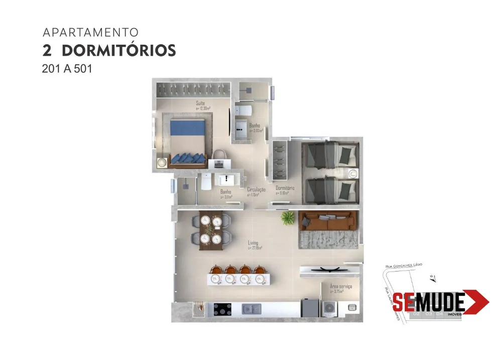 Apartamento, 2 quartos, 68 m² - Foto 1