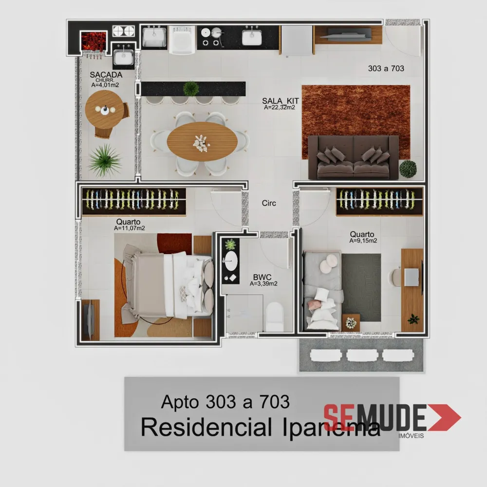 Apartamento, 2 quartos, 58 m² - Foto 1