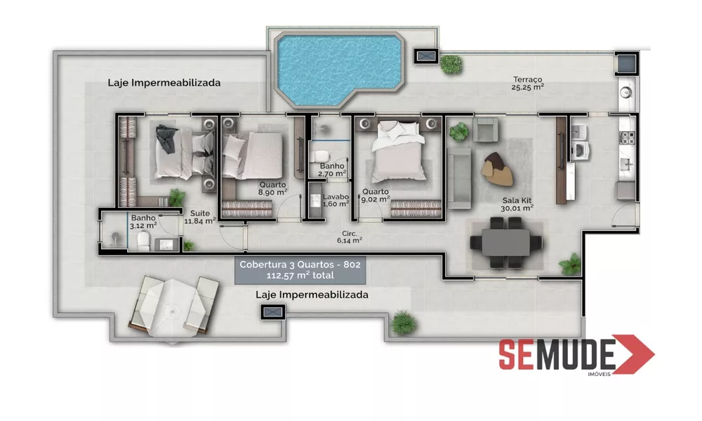 Apartamento à venda com 3 quartos, 112m² - Foto 1