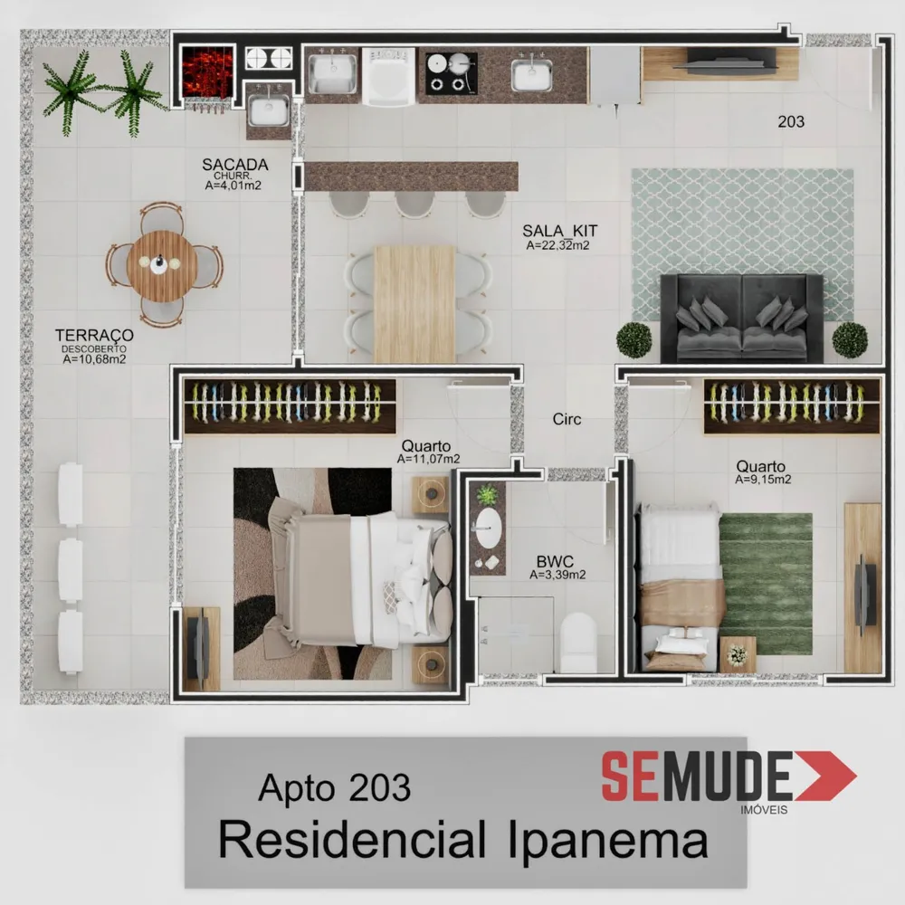 Apartamento, 2 quartos, 70 m² - Foto 1