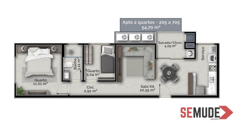 Apartamento, 2 quartos, 54 m² - Foto 4