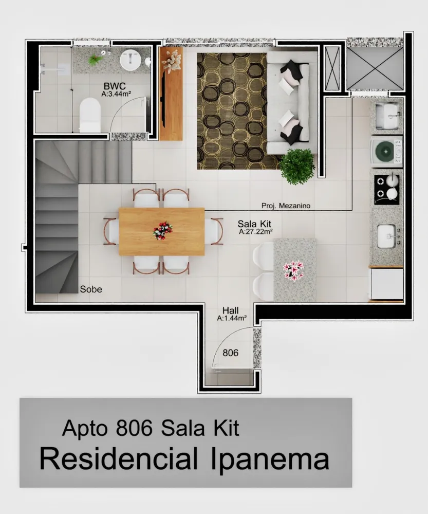 Apartamento, 1 quarto, 56 m² - Foto 1