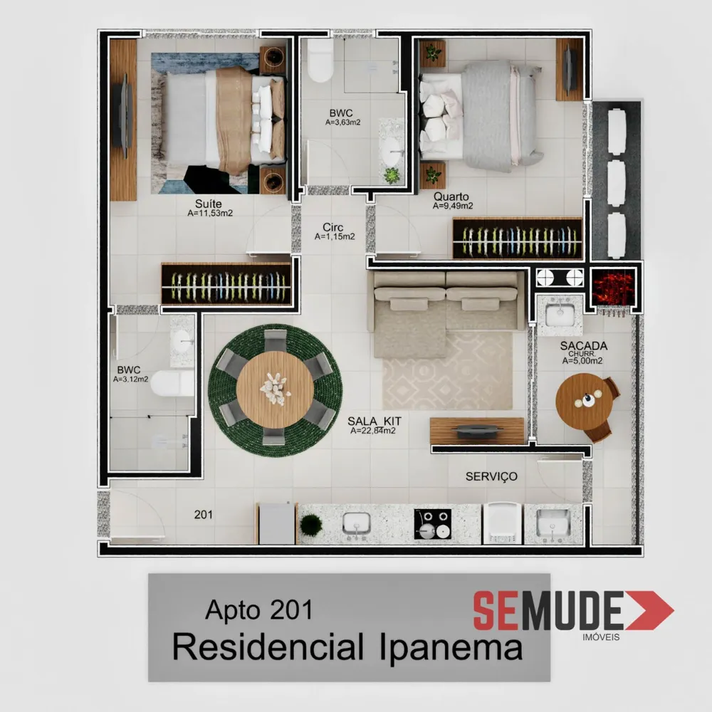 Apartamento, 2 quartos, 64 m² - Foto 1