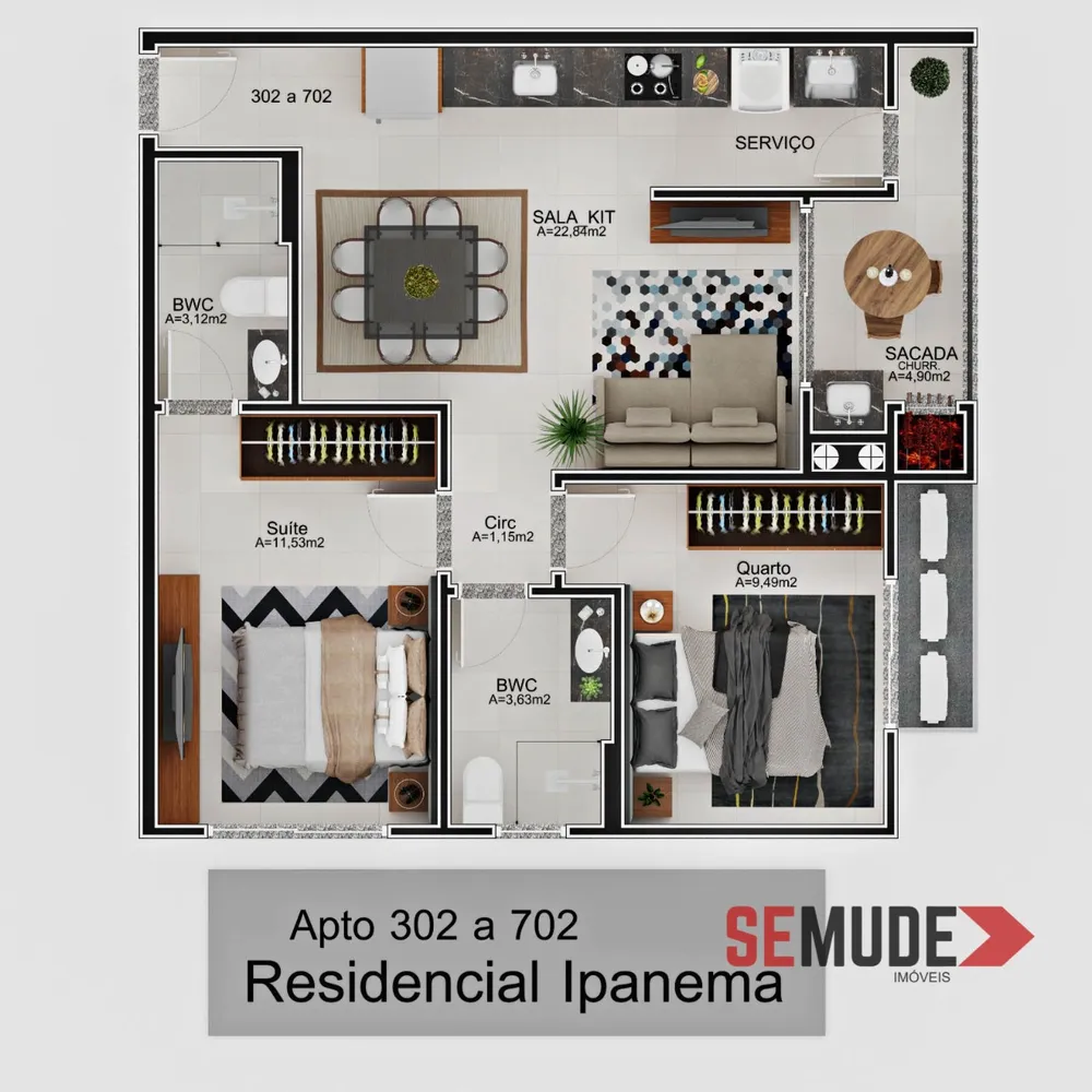Apartamento, 2 quartos, 65 m² - Foto 1