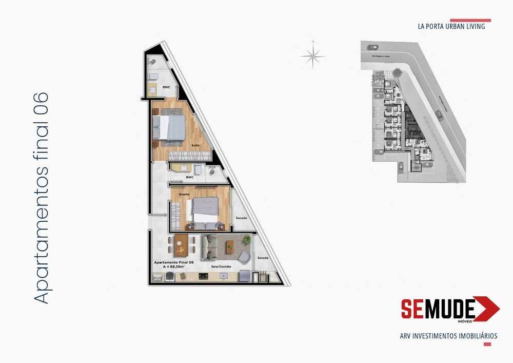Apartamento à venda com 2 quartos, 68m² - Foto 1