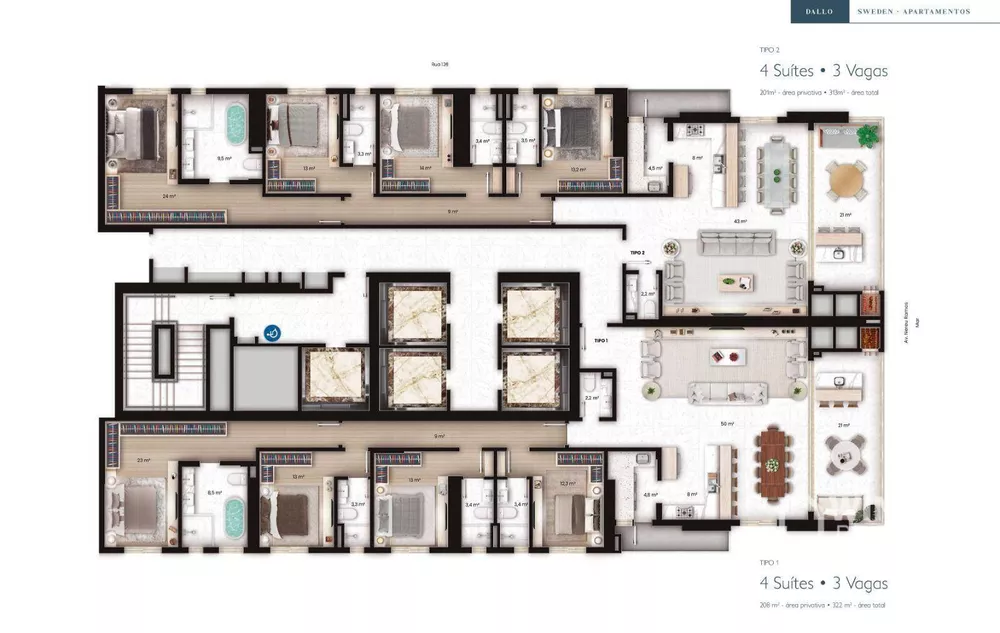 Apartamento à venda com 4 quartos, 201m² - Foto 3