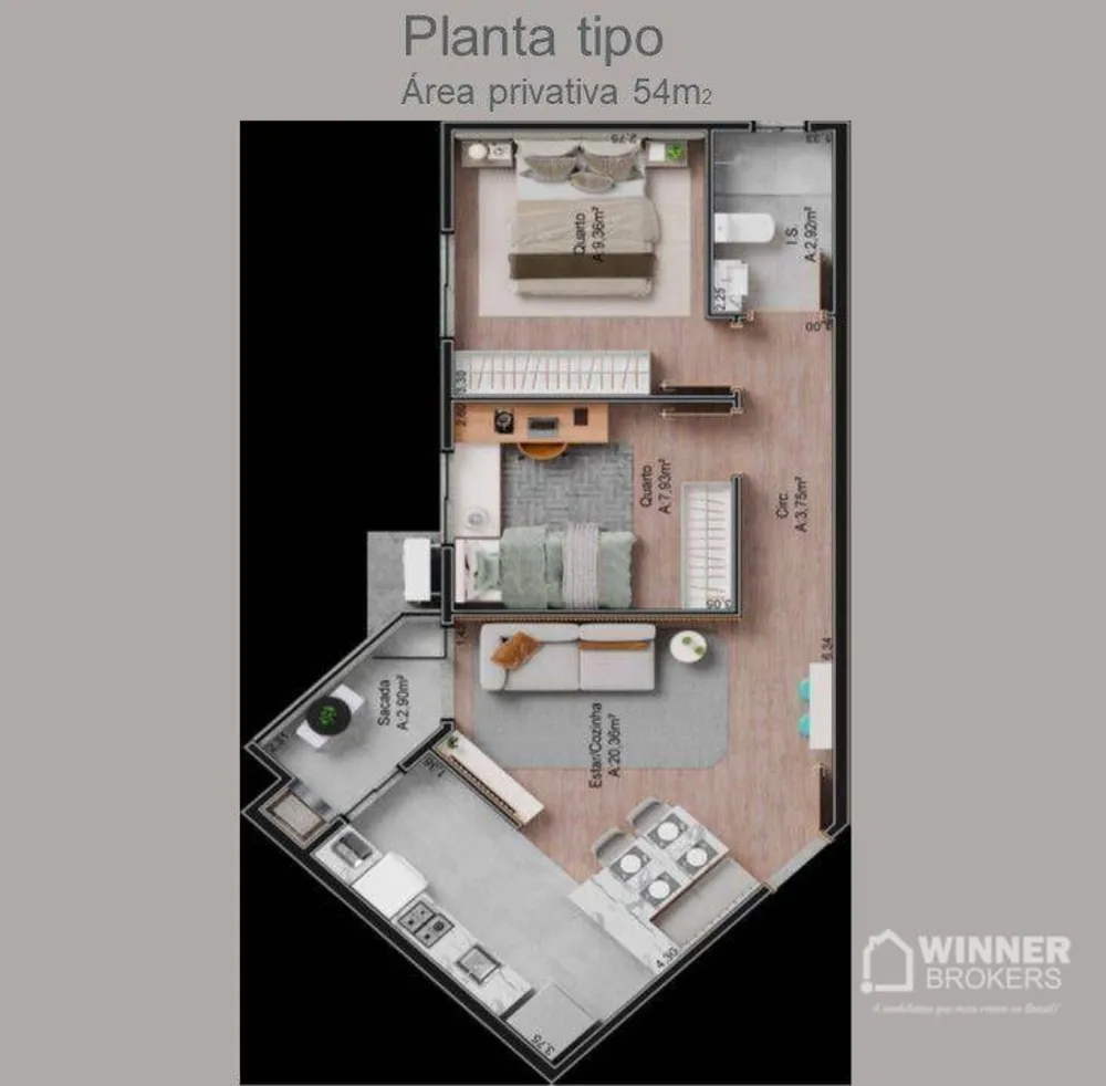 Apartamento, 2 quartos, 54 m² - Foto 6