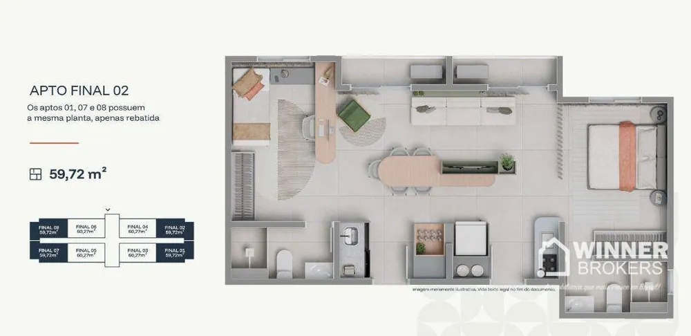 Apartamento, 2 quartos, 59 m² - Foto 8