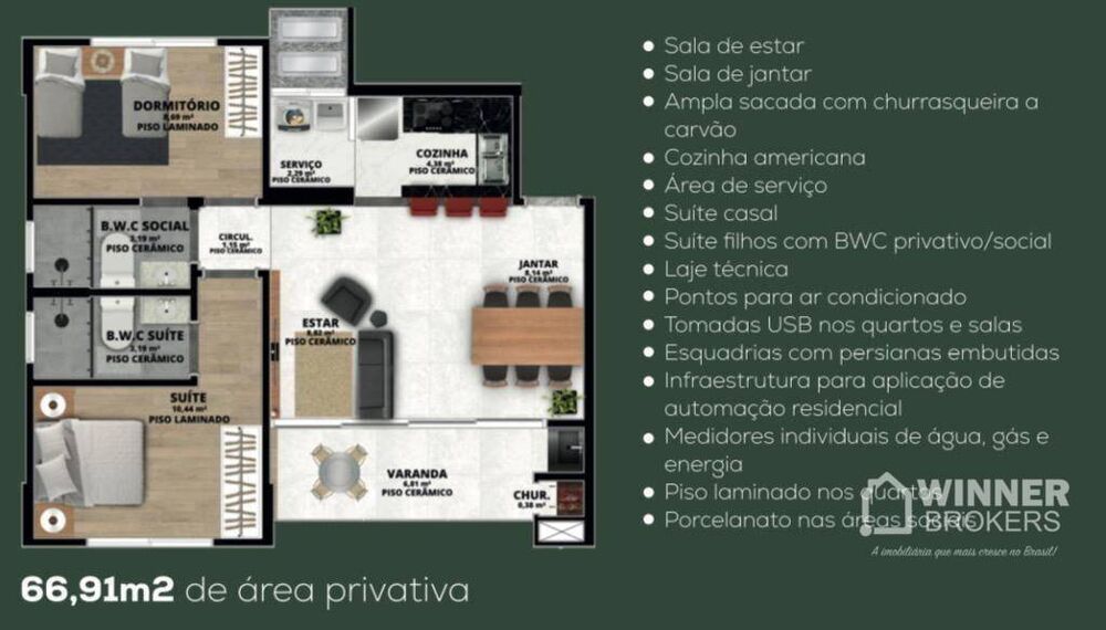 Apartamento, 2 quartos, 66 m² - Foto 3