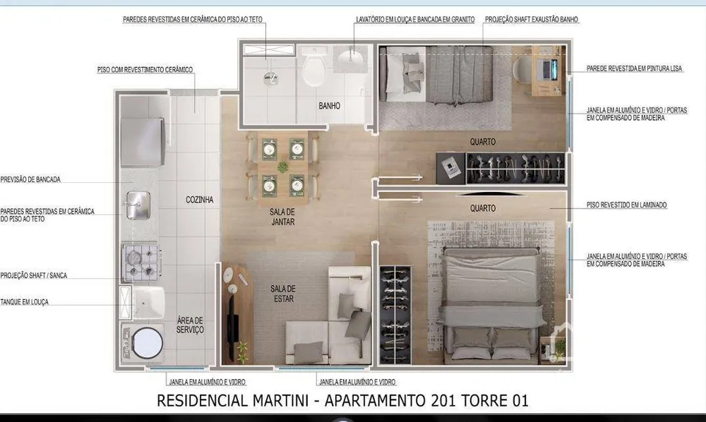 Apartamento, 2 quartos, 44 m² - Foto 9