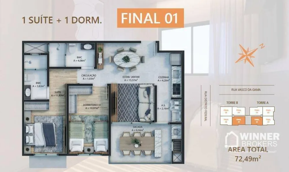 Apartamento, 2 quartos, 72 m² - Foto 2