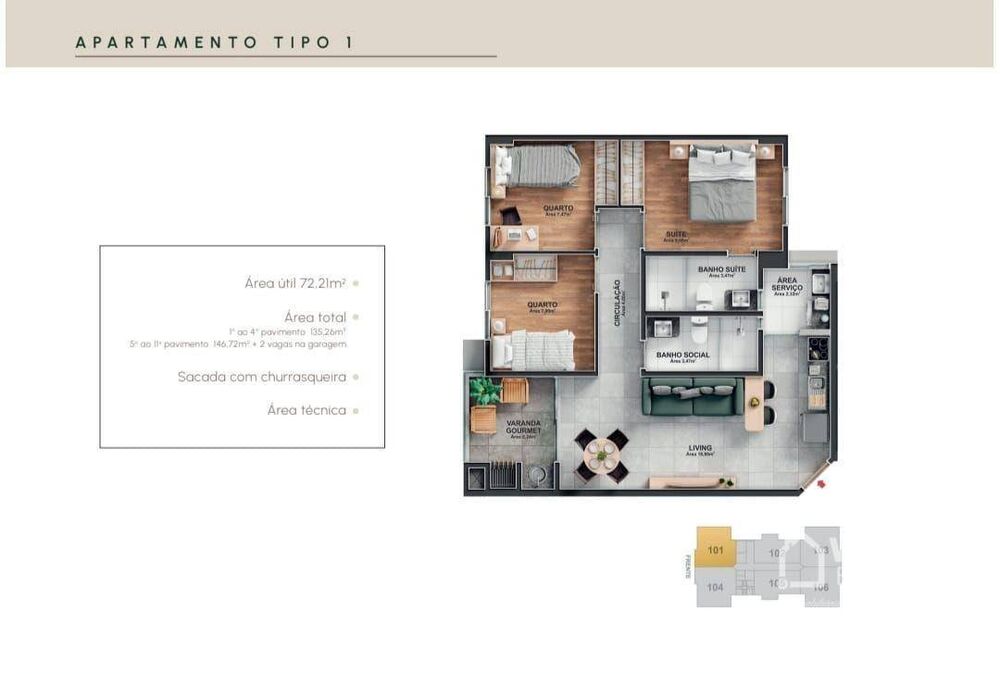 Apartamento à venda com 3 quartos, 70m² - Foto 4