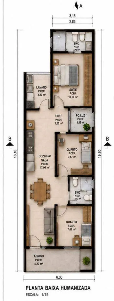 Casa, 3 quartos, 72 m² - Foto 1