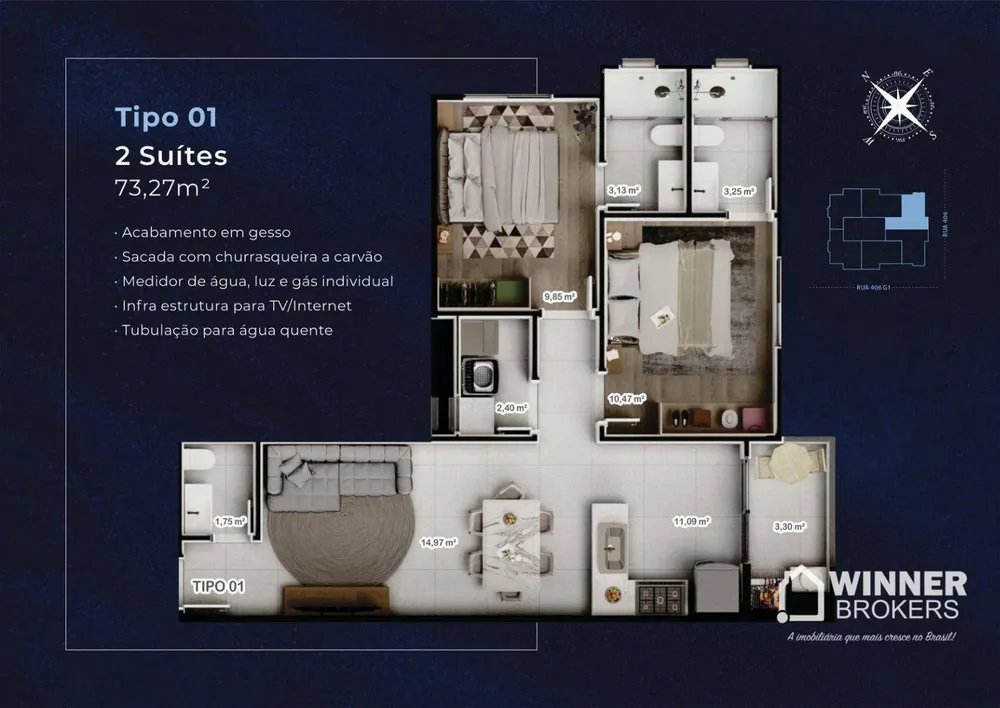 Apartamento, 2 quartos, 73 m² - Foto 12