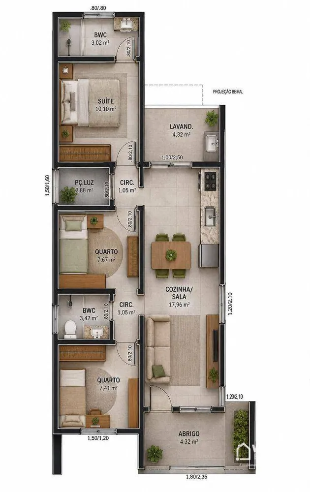 Casa, 3 quartos, 72 m² - Foto 1