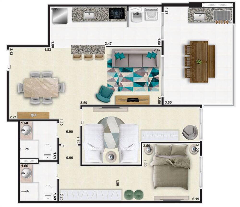 Apartamento, 2 quartos, 77 m² - Foto 2