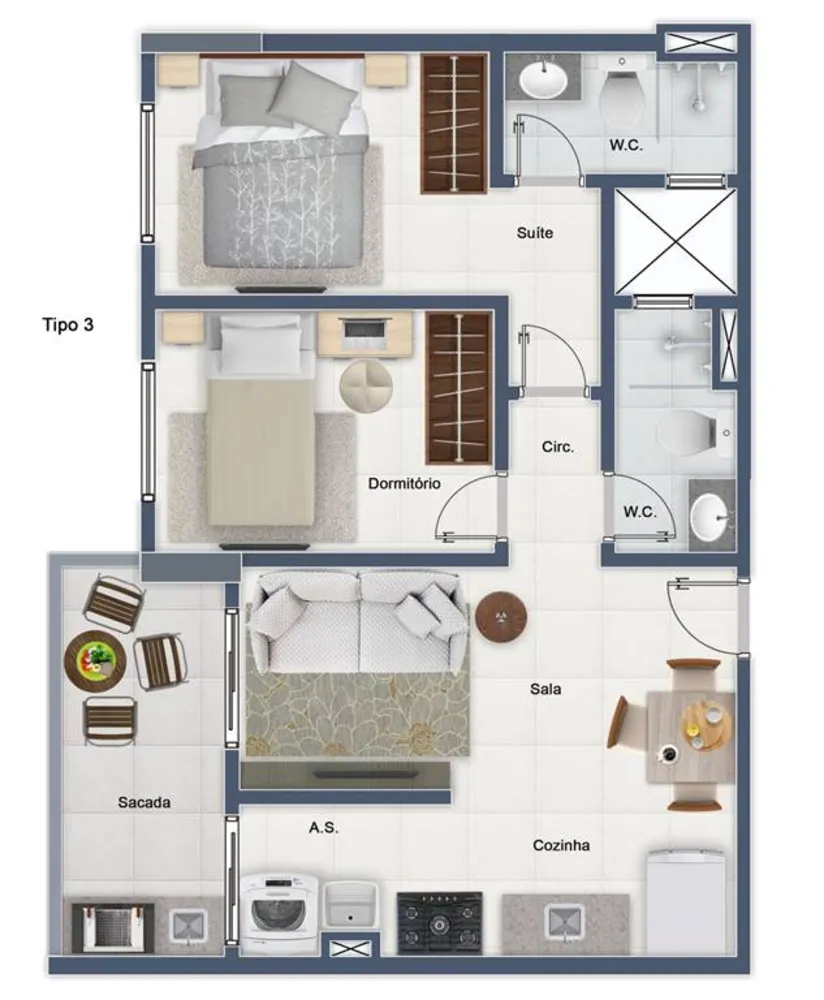 Apartamento, 2 quartos, 57 m² - Foto 2