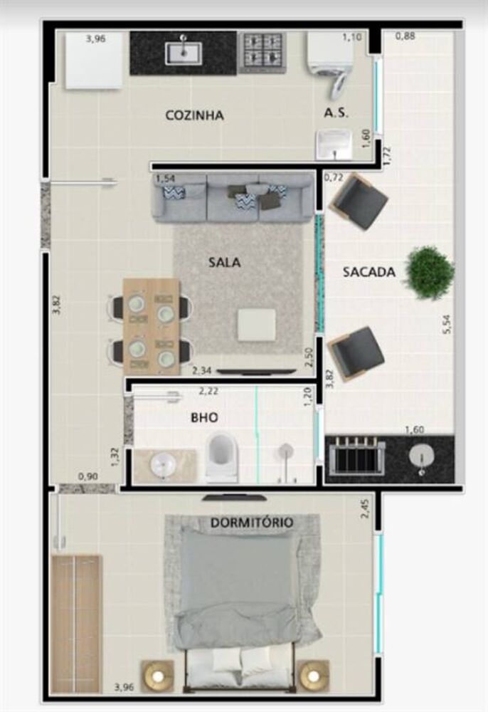 Apartamento, 1 quarto, 41 m² - Foto 3
