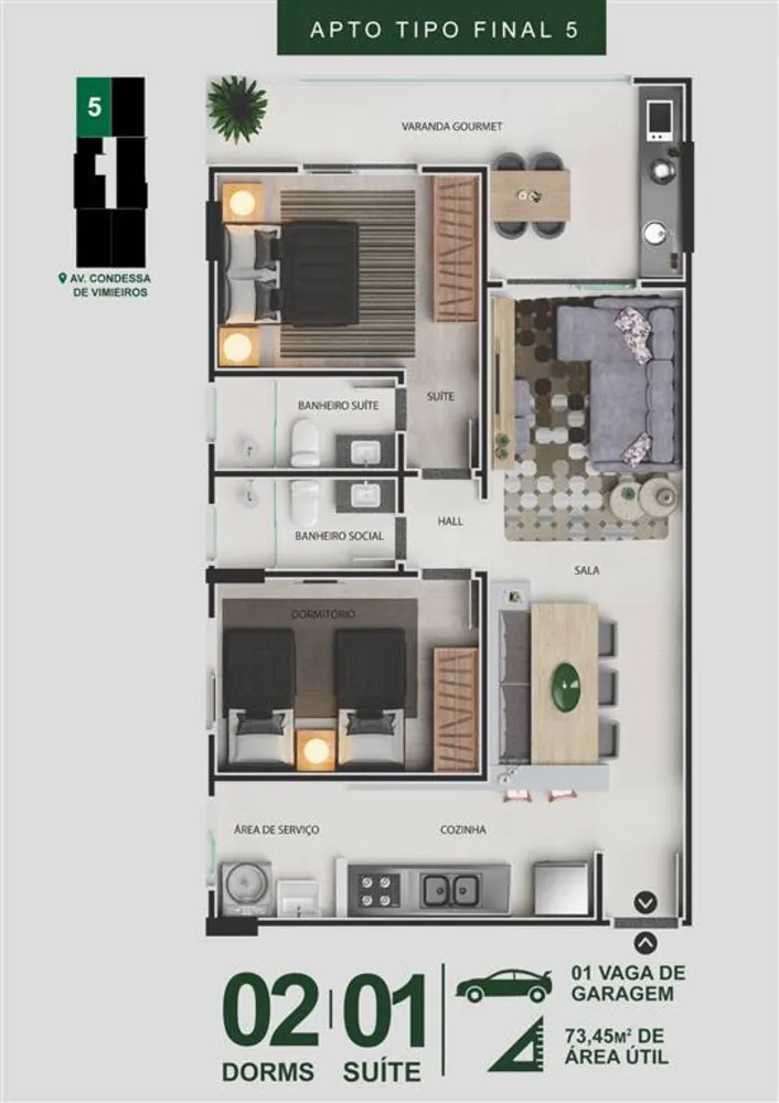 Apartamento, 2 quartos, 73 m² - Foto 8