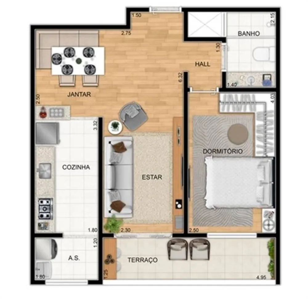 Apartamento, 1 quarto, 54 m² - Foto 1
