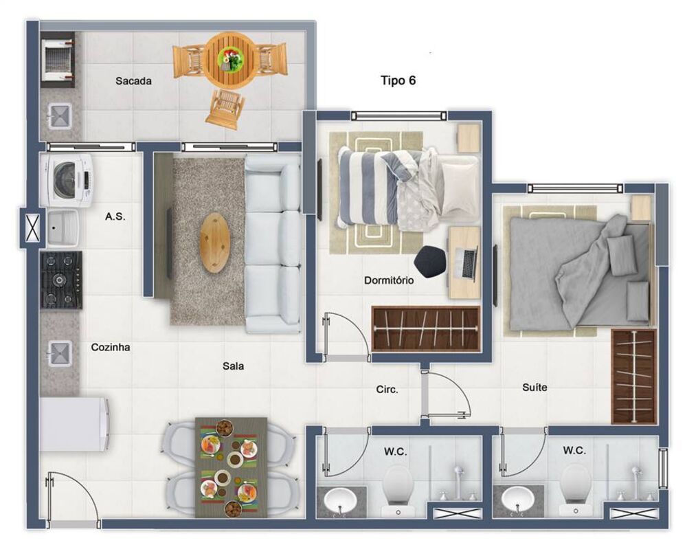 Apartamento, 2 quartos, 57 m² - Foto 2