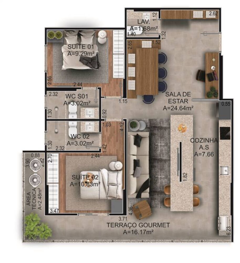 Apartamento, 2 quartos, 88 m² - Foto 2