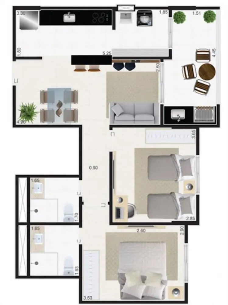 Apartamento, 2 quartos, 68 m² - Foto 2