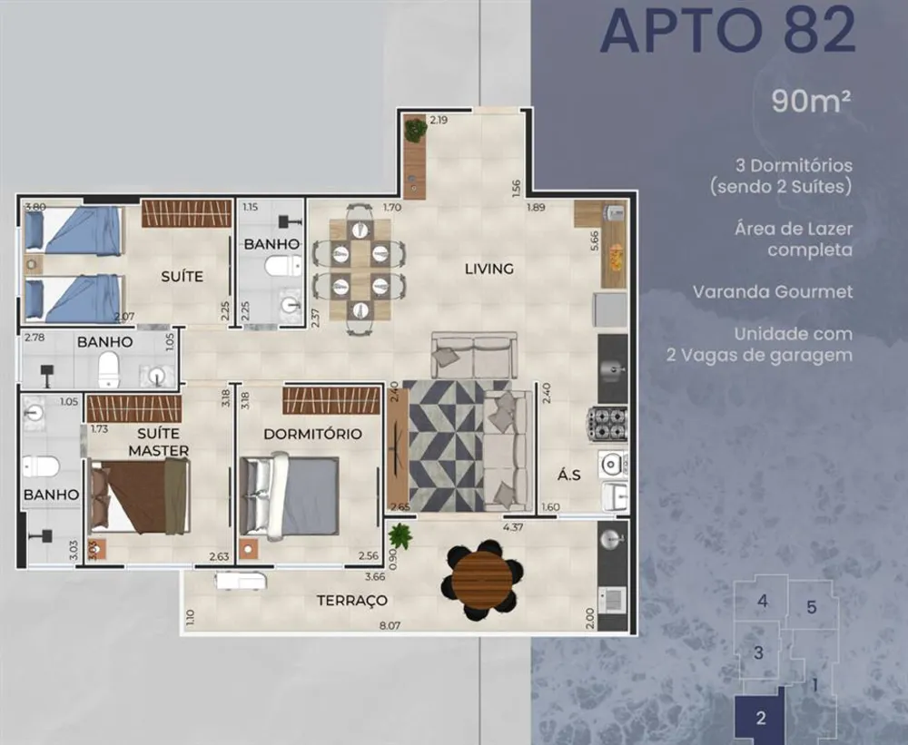 Apartamento, 2 quartos, 64 m² - Foto 2