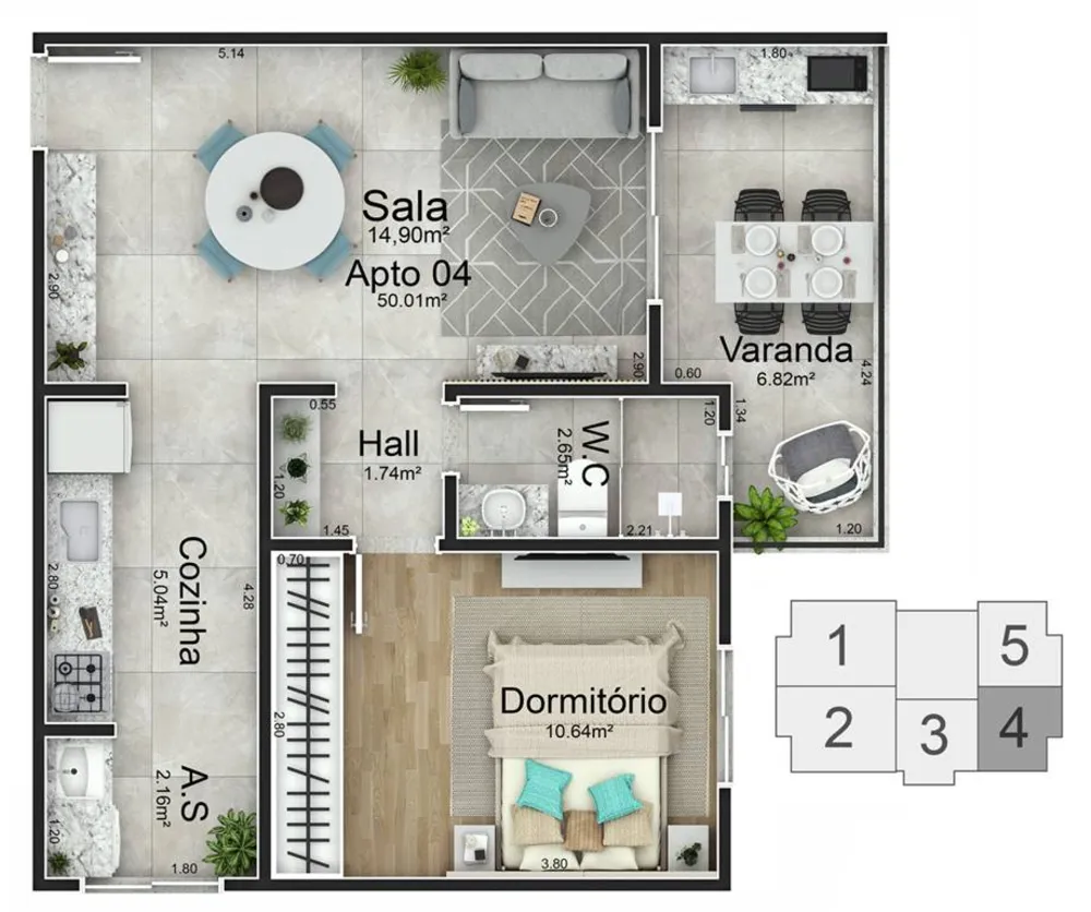 Apartamento, 1 quarto, 50 m² - Foto 11
