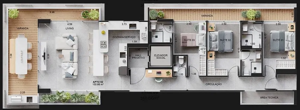 Apartamento, 3 quartos, 151 m² - Foto 2