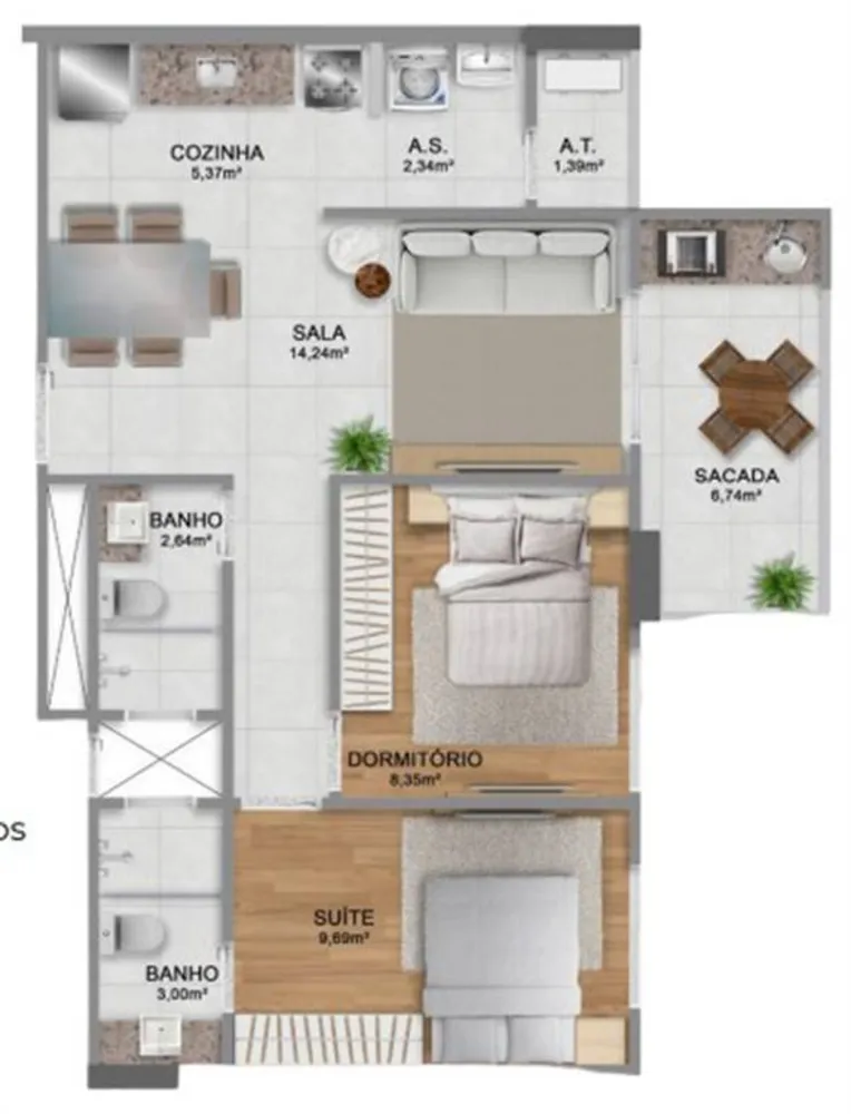 Apartamento, 2 quartos, 65 m² - Foto 6