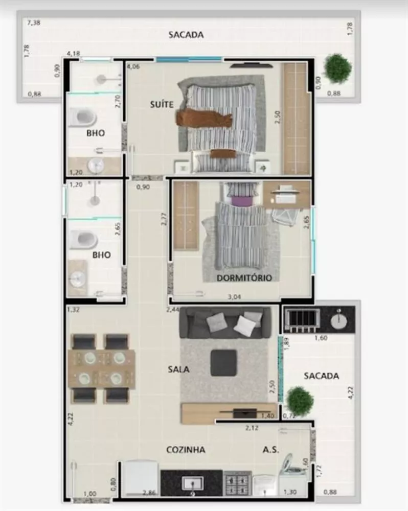 Apartamento à venda com 2 quartos, 69m² - Foto 8