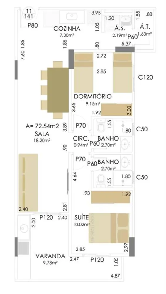 Apartamento, 1 quarto, 52 m² - Foto 2