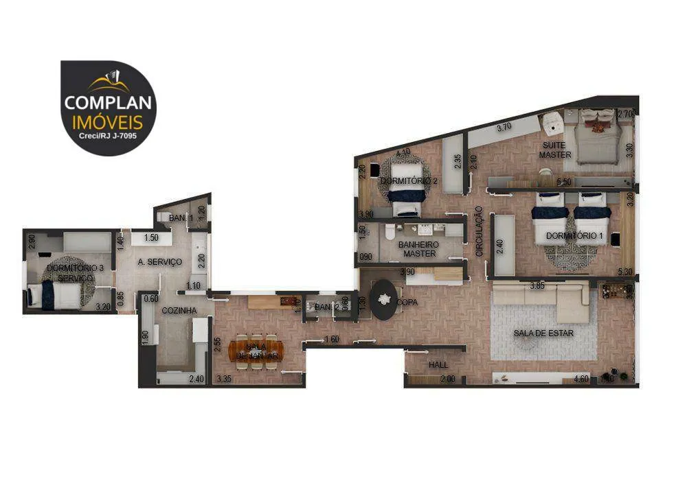 Apartamento, 3 quartos, 180 m² - Foto 2