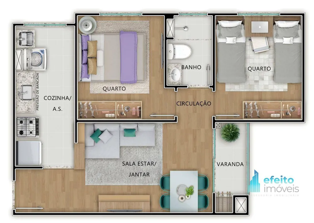 Apartamento, 2 quartos, 42 m² - Foto 3