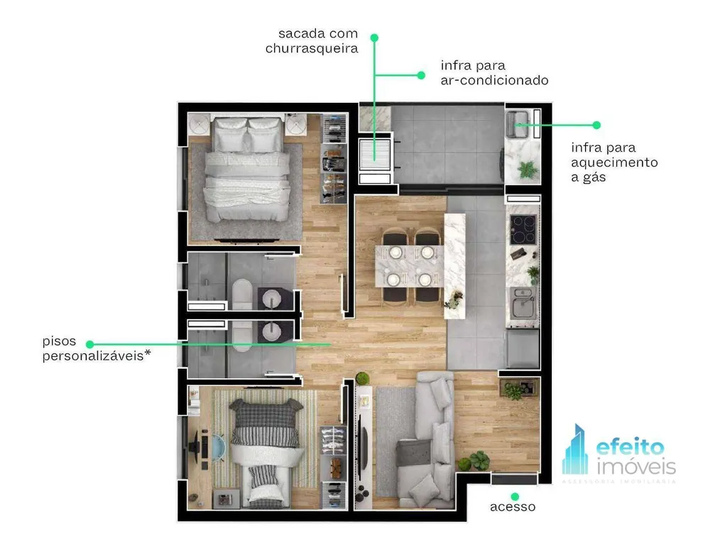 Apartamento, 2 quartos, 61 m² - Foto 4