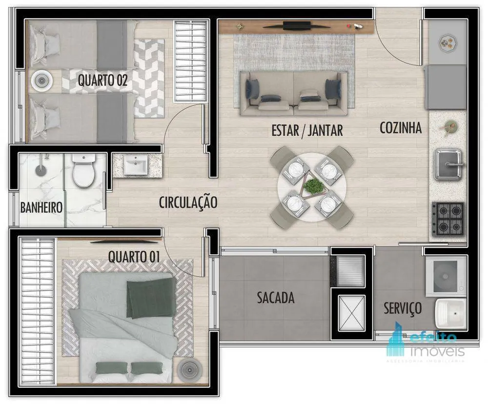 Apartamento, 2 quartos, 42 m² - Foto 1
