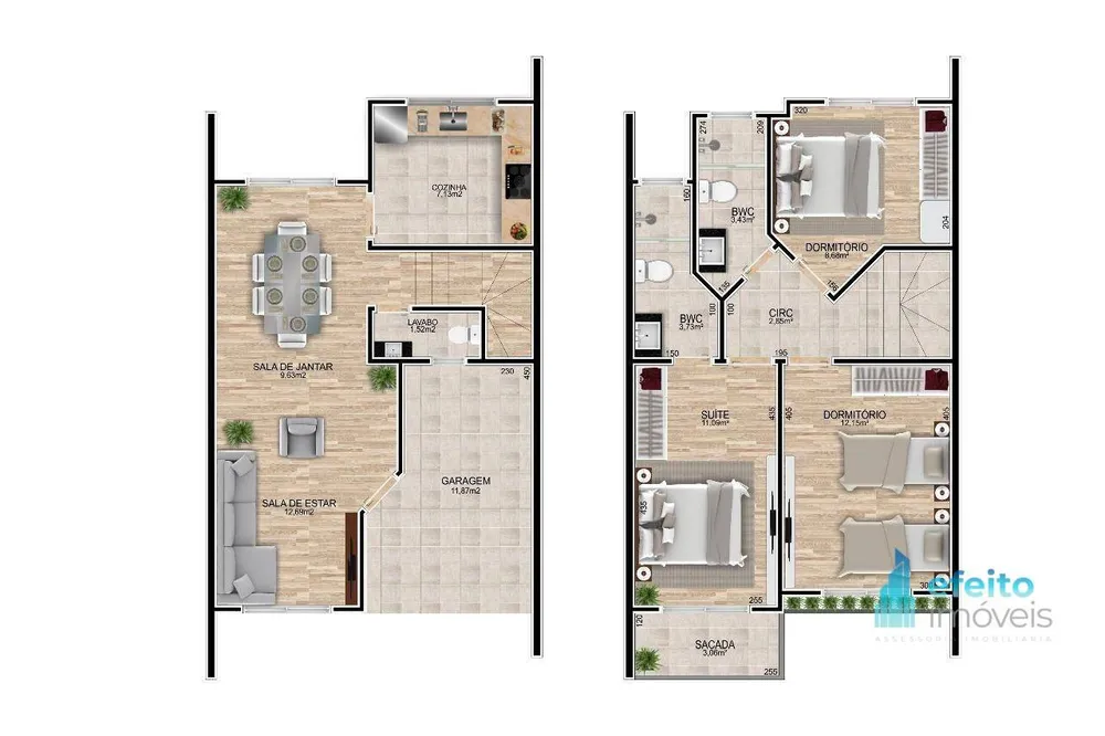 Sobrado, 3 quartos, 107 m² - Foto 2