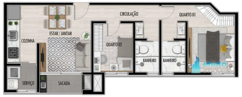 Apartamento, 2 quartos, 49 m² - Foto 3