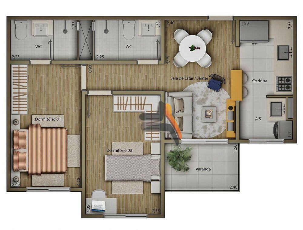 Apartamento, 2 quartos, 58 m² - Foto 9