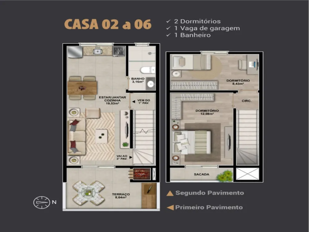 Sobrado, 2 quartos, 94 m² - Foto 1