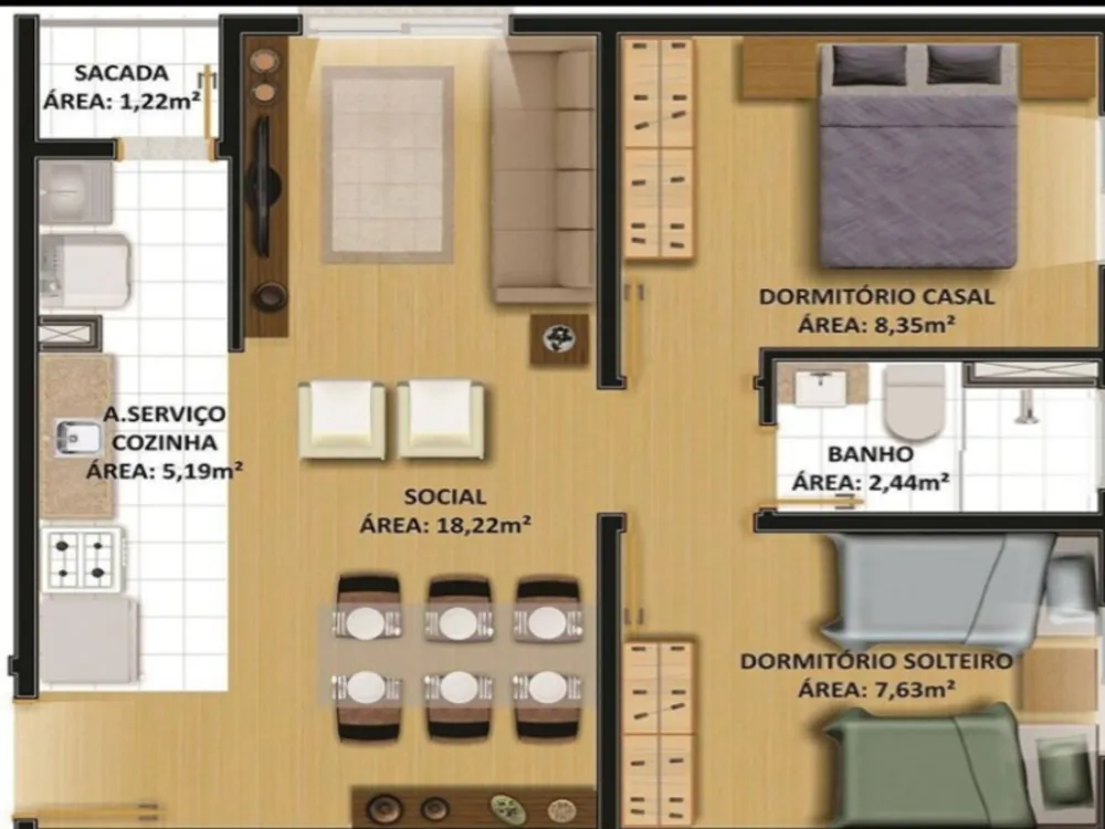 Apartamento, 2 quartos, 49 m² - Foto 3