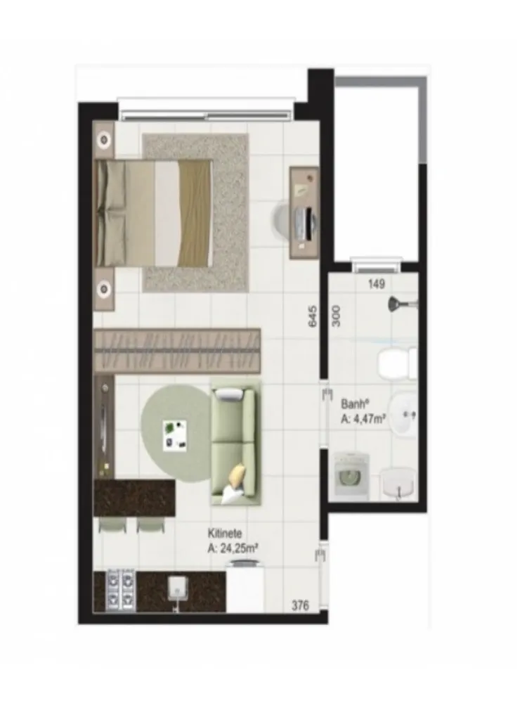 Kitnet-Studio, 50 m² - Foto 1